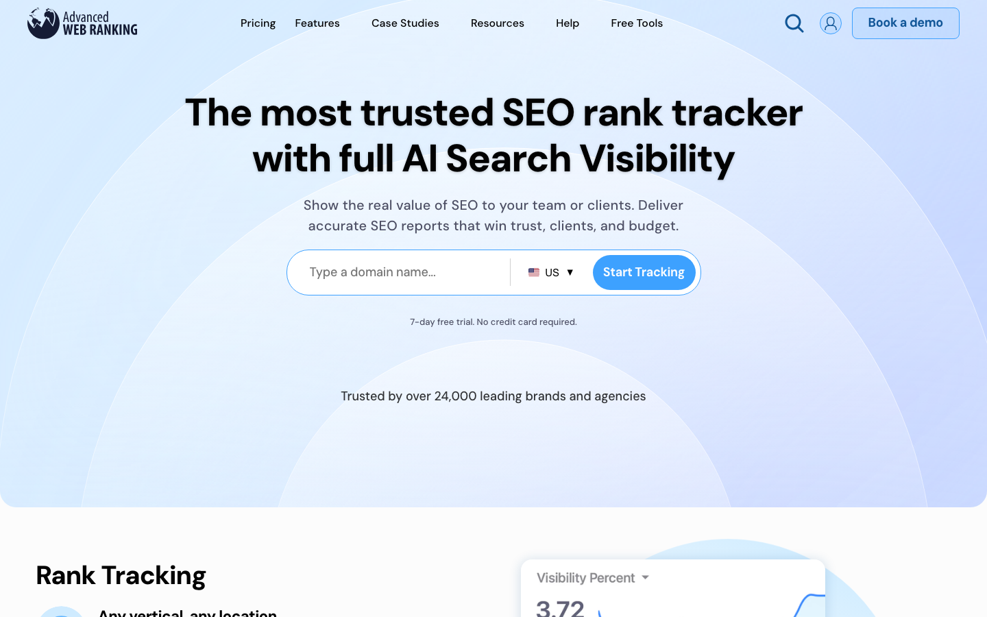 Advanced Web Ranking dashboard screenshot