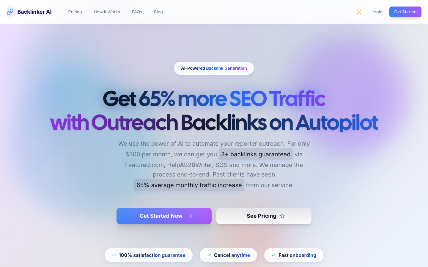 Backlinker AI dashboard screenshot