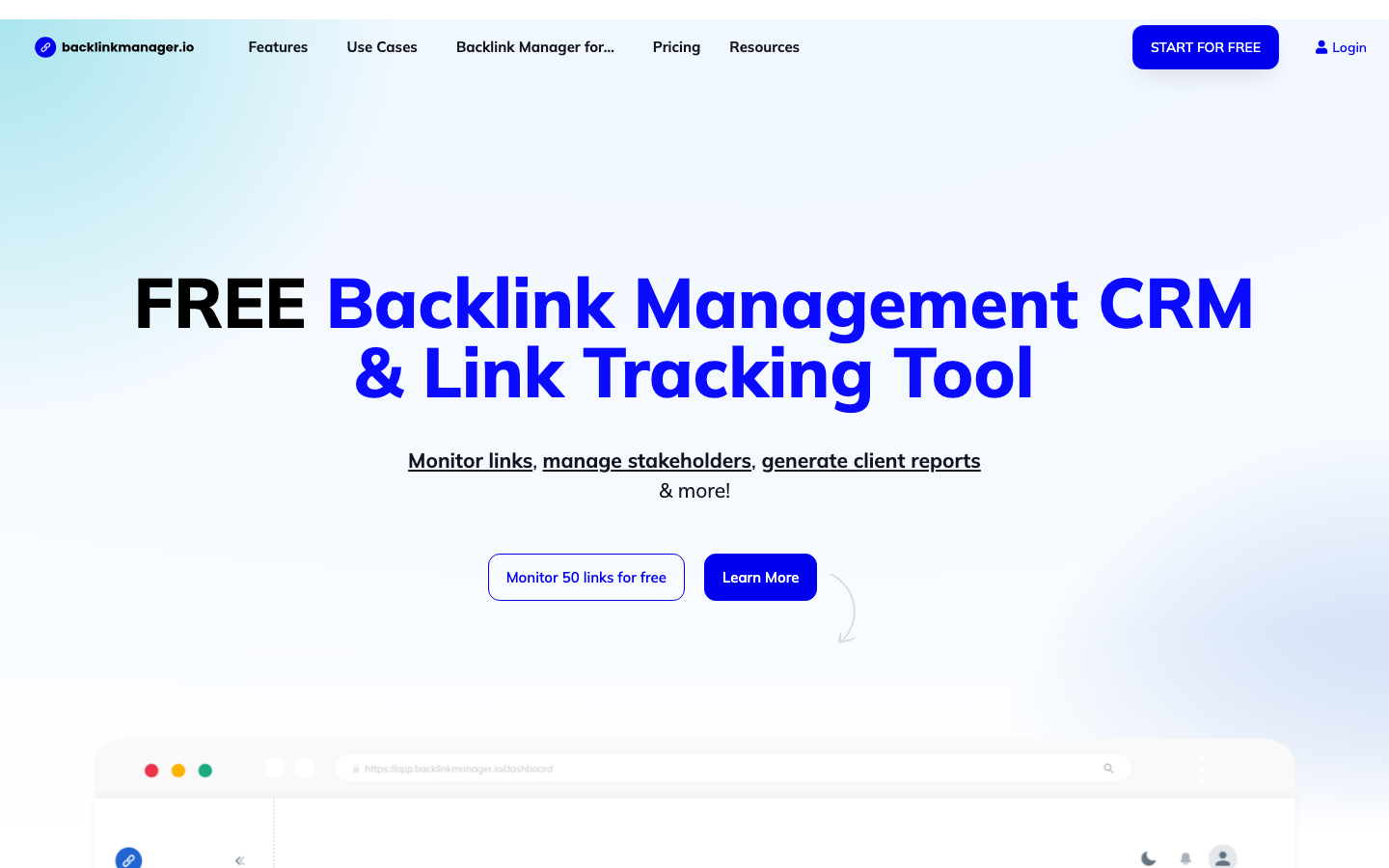 BacklinkManager dashboard screenshot