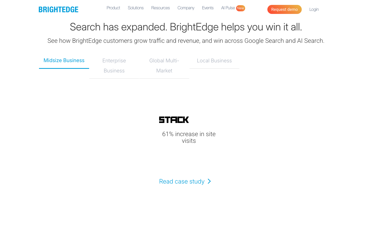 BrightEdge dashboard screenshot