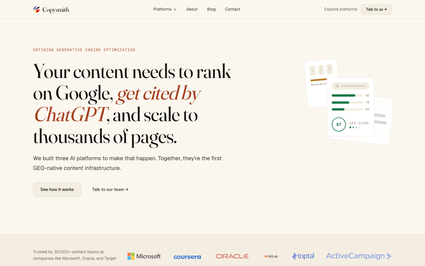 Copysmith dashboard screenshot