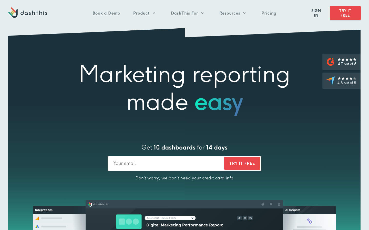 DashThis dashboard screenshot