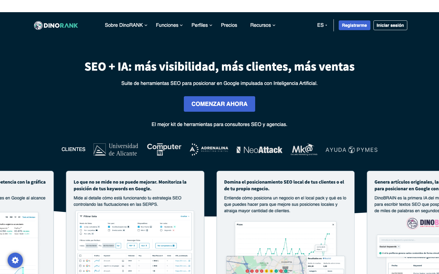 DinoRANK dashboard screenshot