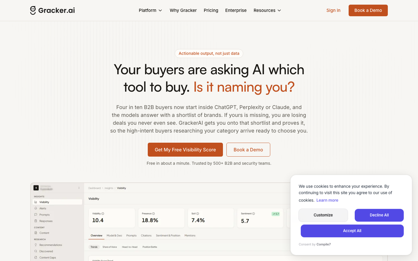 GrackerAI dashboard screenshot
