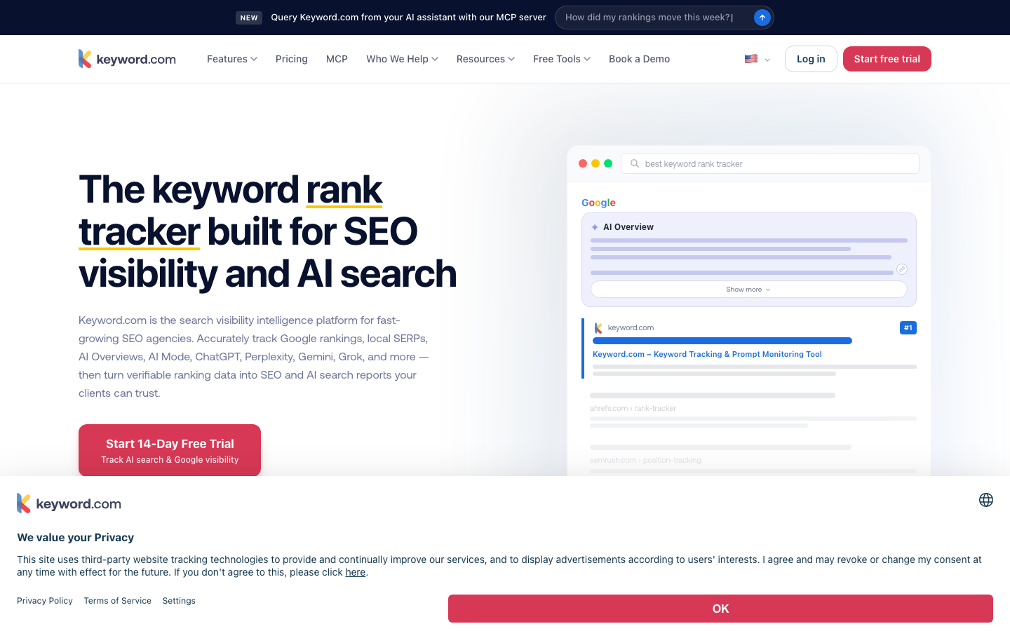 Keyword.com dashboard screenshot