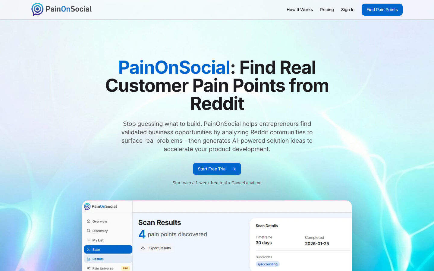 PainOnSocial dashboard screenshot