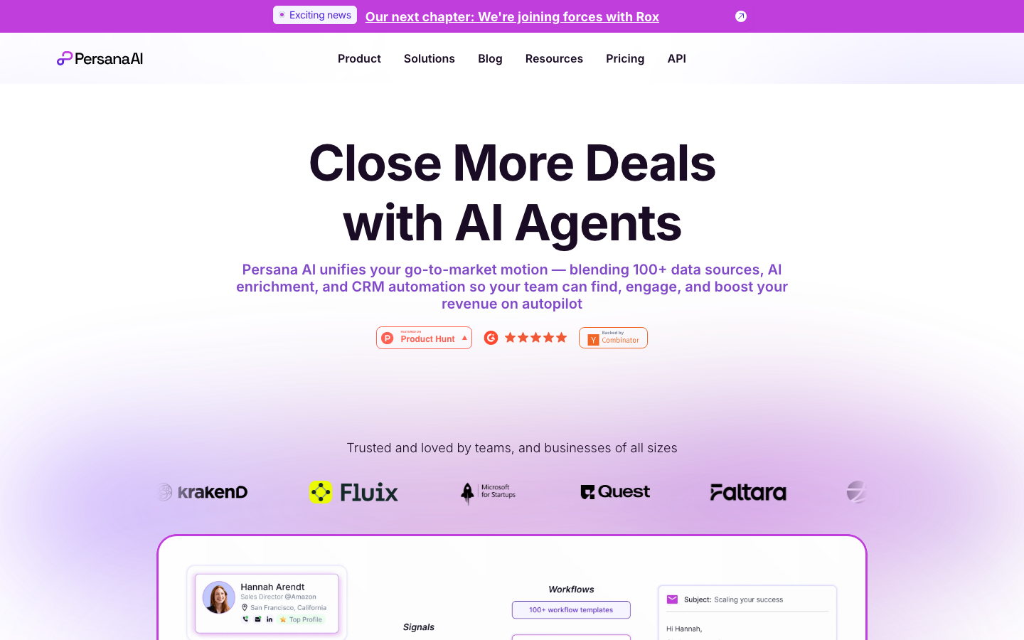 Persana AI dashboard screenshot