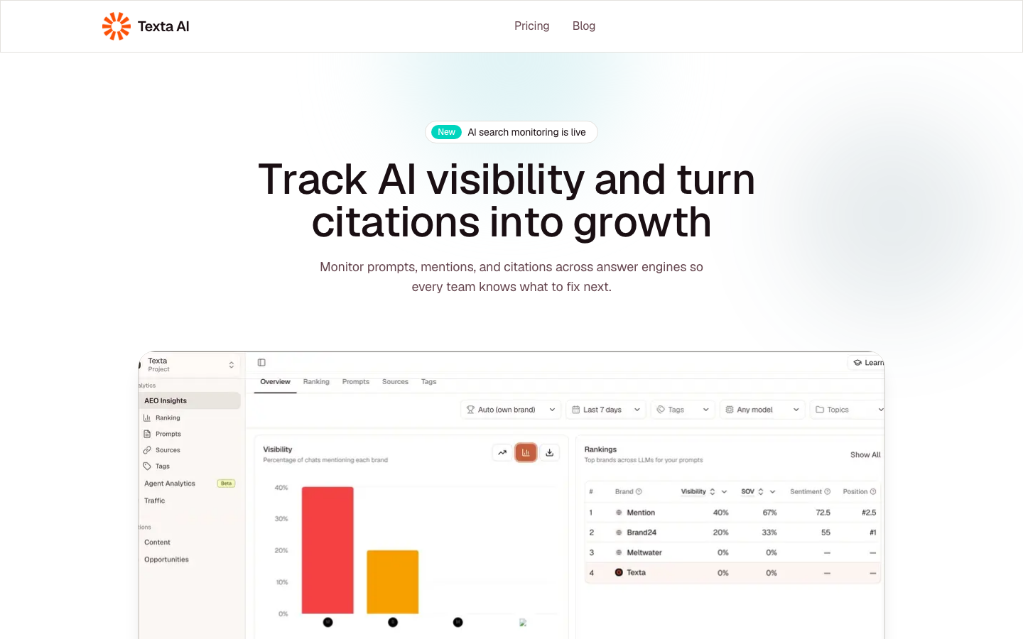 Texta AI dashboard screenshot