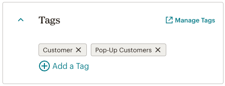 Mailchimp contact profile showing tags.