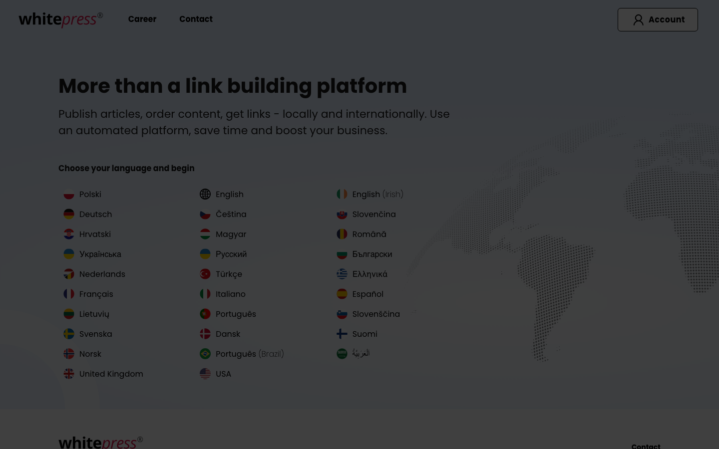 WhitePress dashboard screenshot